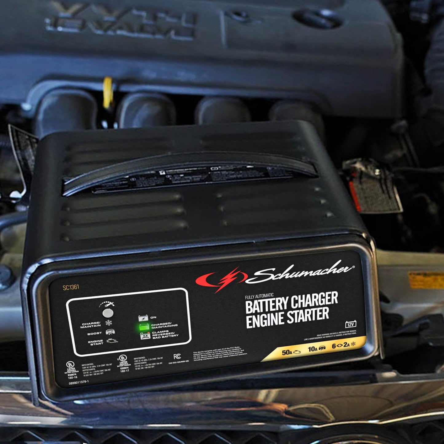 SCHUMACHER ELECTRIC 6A Car Battery Charger & 50A Engine Starter, 4-in-1