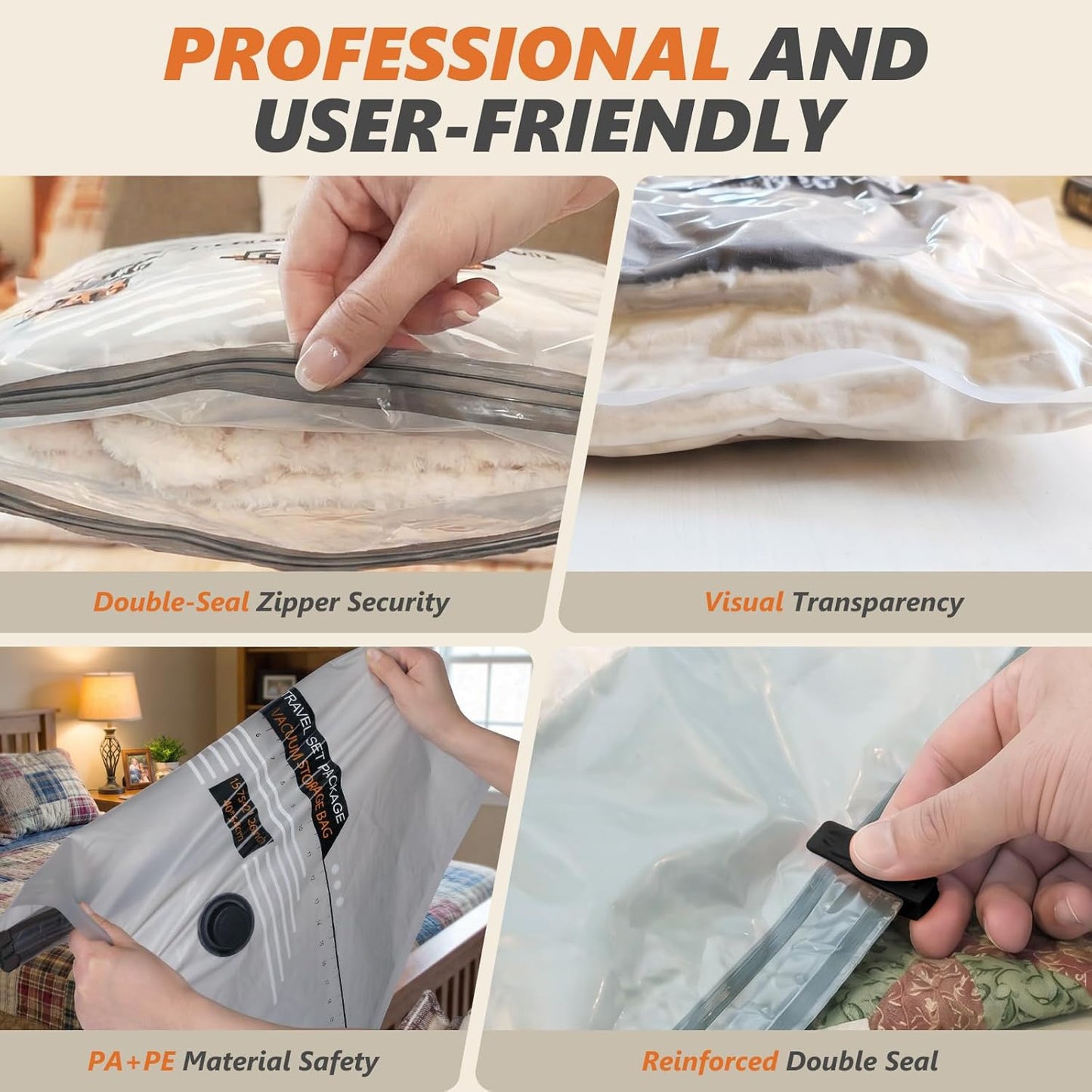 Rechargeable Wireless Pump Travel Vacuum Bags Set,Vacuum Storage Bags Portable Space Saver Bags for Travel, Home, Vacuum Compression Packing Seal for Clothes Seasonal Storage 48 Combo Set