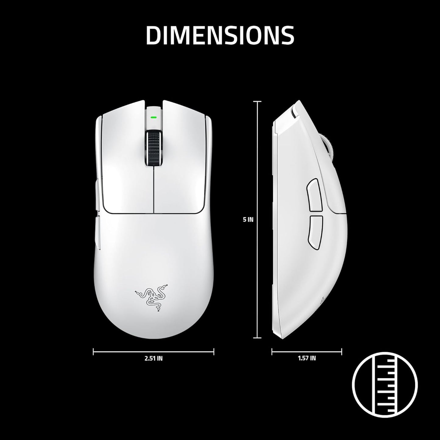 Razer Viper V3 Pro Wireless Esports Gaming Mouse: Symmetrical - 55g Lightweight - 8K Polling - 35K DPI Optical Sensor - Gen3 Optical Switches - 8 Programmable Buttons - 95 Hr Battery - White