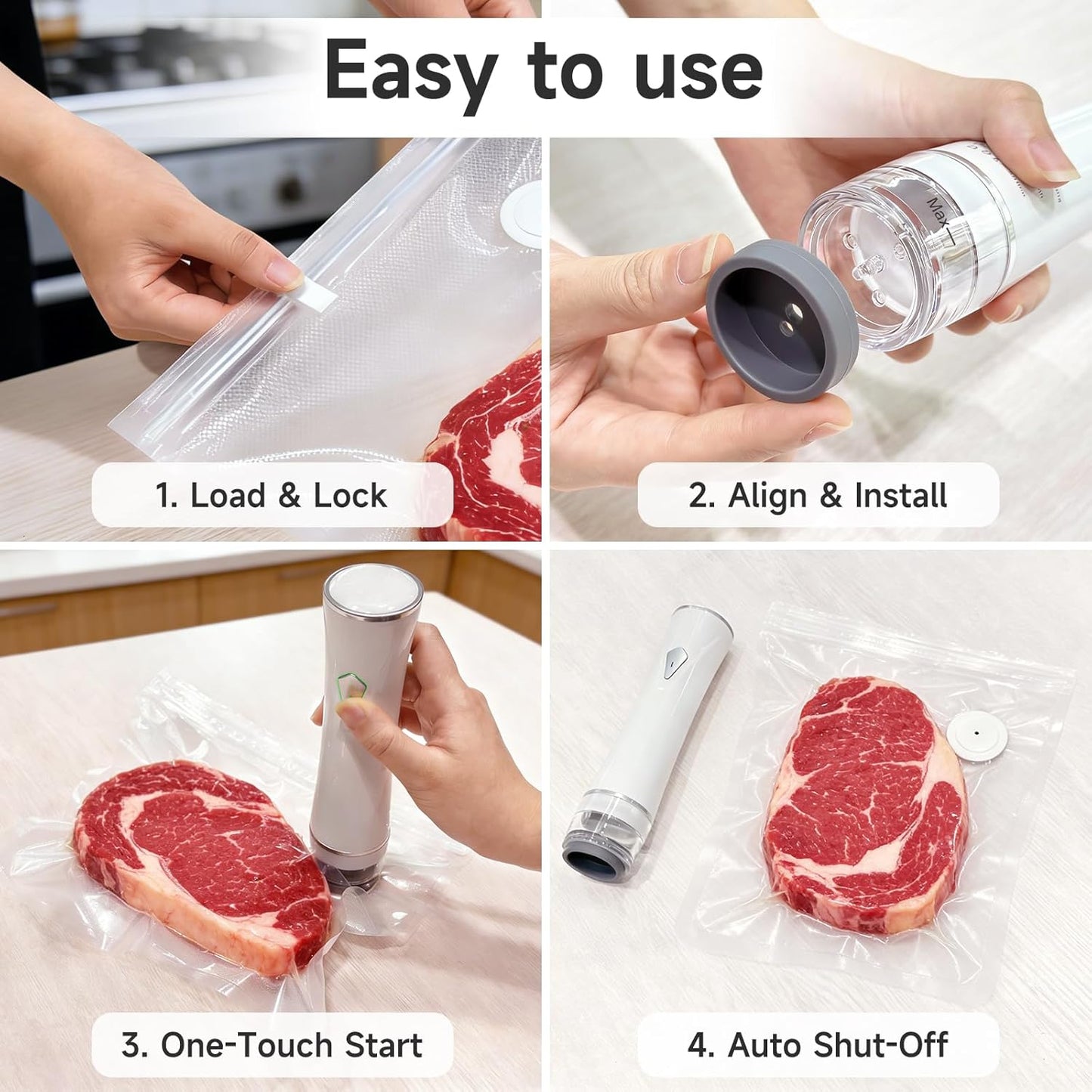 Vacuum Sealer, Handheld Vacuum Sealer for Food, USB Rechargeable Portable Mini Food Sealer with 30 Reusable Bags, Compact for Travel & Small Batch Storage