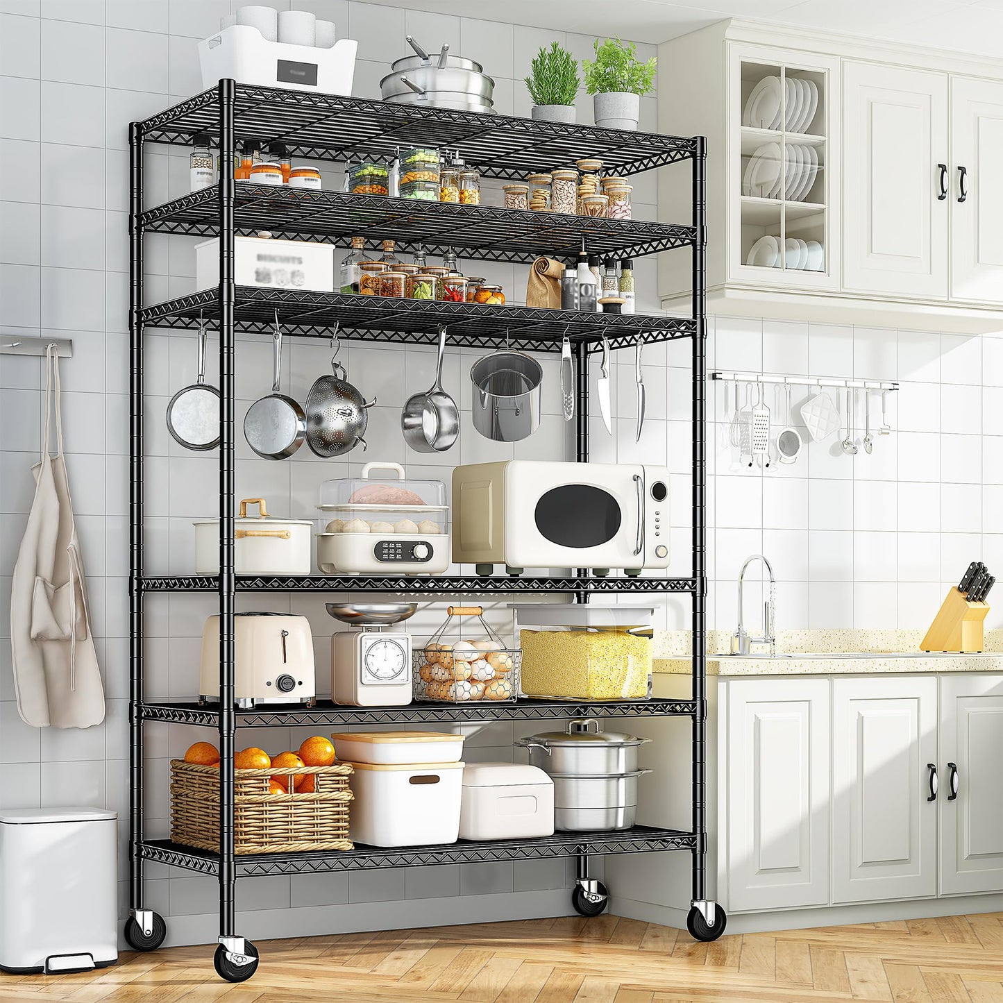 ROMORGNIZ 82" Adjustable Metal Storage Shelves with Wheels