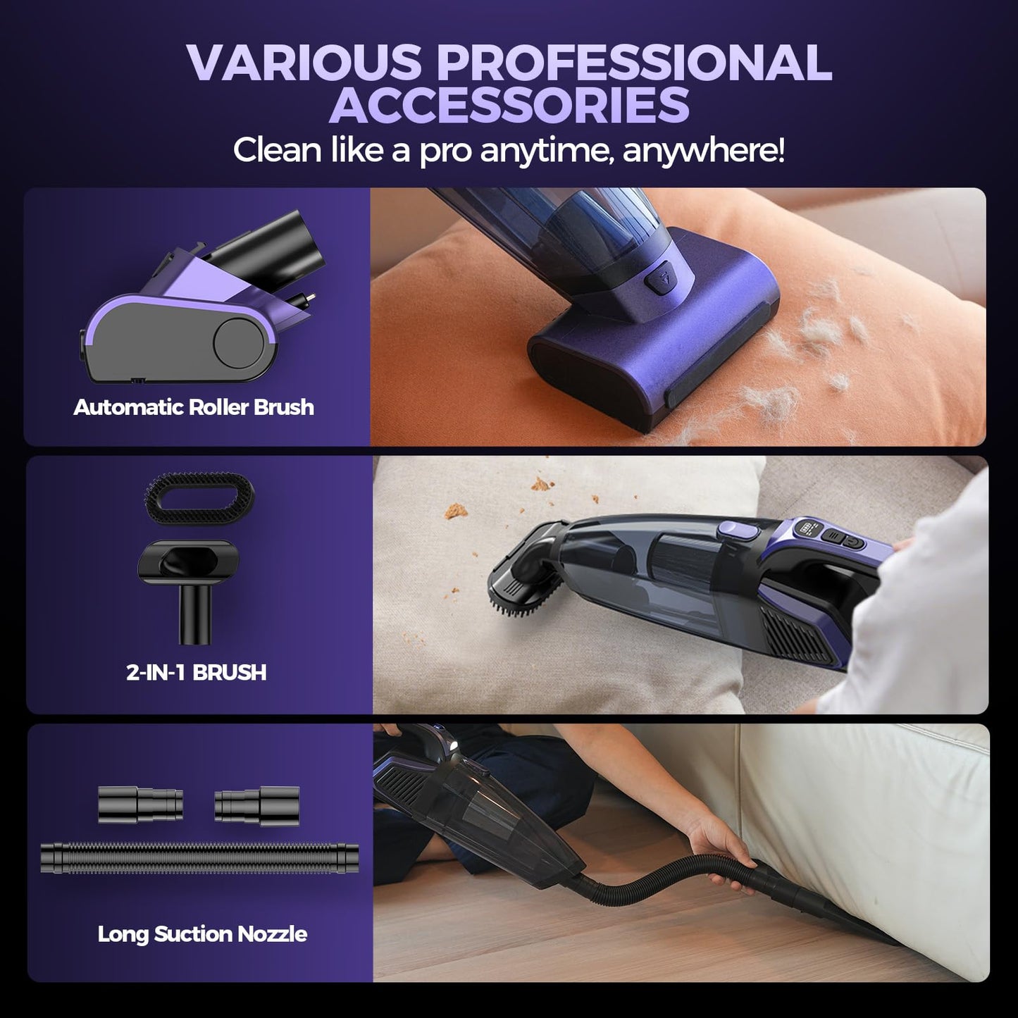 RELIDOL Pet Hair Handheld Vacuum Cordless - 20000PA Power