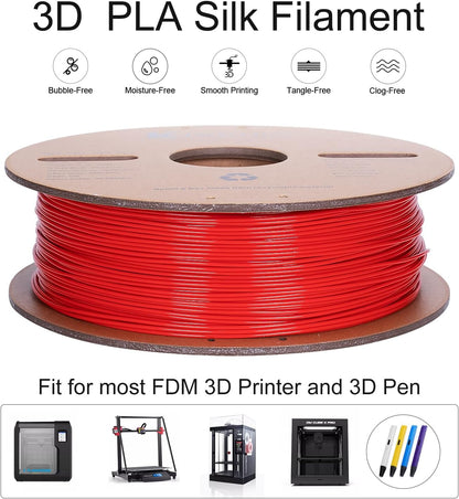 Kretrum PLA Filament 1.75 mm 3D Printer Filament Dimensional Accuracy +/- 0.02 mm 1 KG 2.2 lbs Cardboard Spool 3D Printing Filament Fits for Most FDM 3D Printers Red