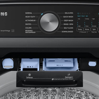 Samsung 5.5 cu. ft. Extra-Large Capacity Smart Top Load Washer with Super Speed Wash, Brushed Black, WA55CG7100AVUS