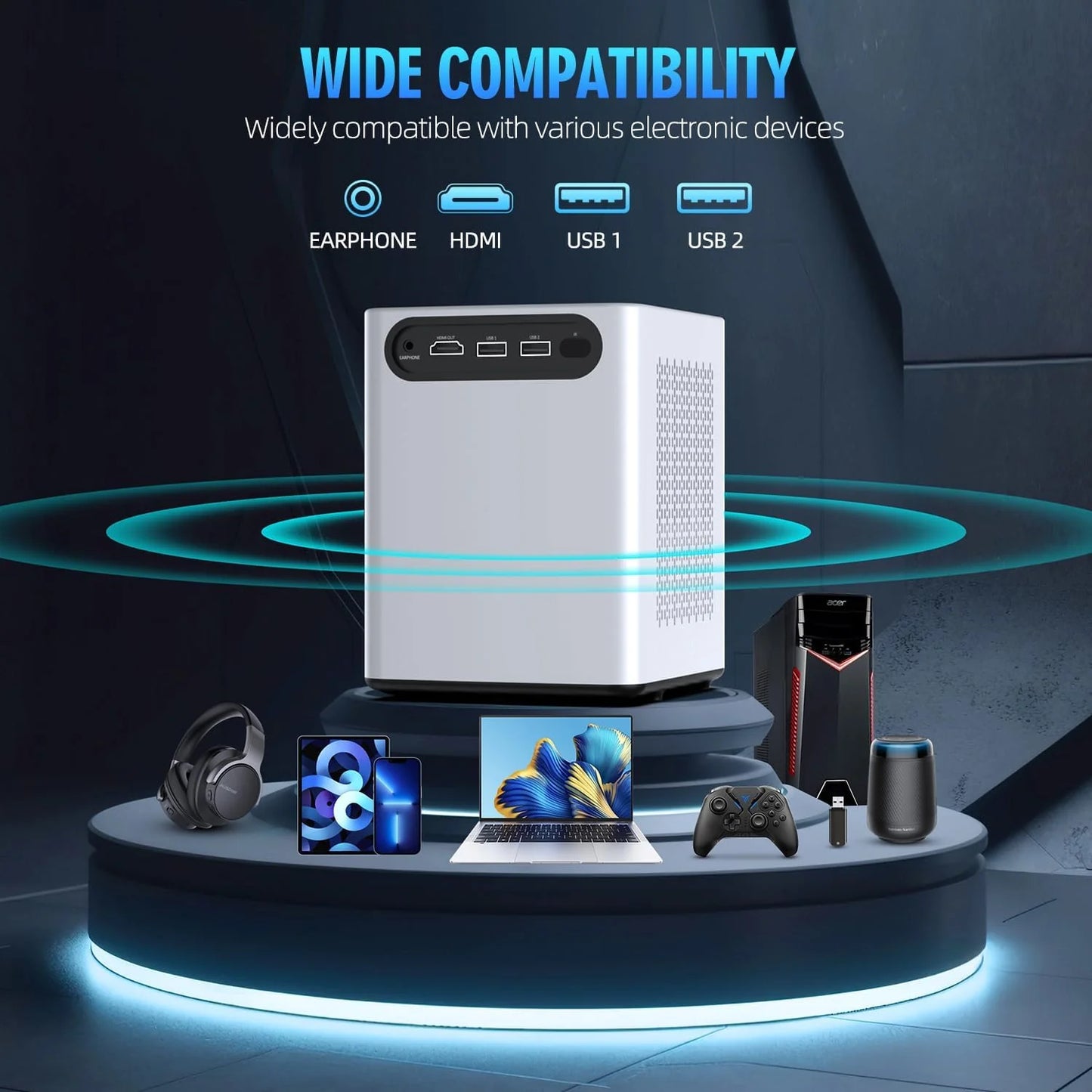 Projector with WiFi and Bluetooth