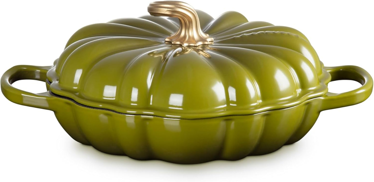 Le Creuset Enameled Cast Iron Figural Pumpkin Braiser, 2.75 qt., Olive