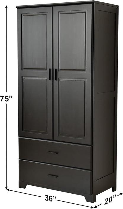 Woodpecker's Inc Solid Pine Wood Closet with Raised Doors (Black)