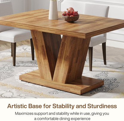 Tribesigns 47-Inch Dining Table for 4, Walnut Brown Kitchen Dinner Table with Heavy Duty Pedestal, Farmhouse Wooden Eating Table for Home, Dining Room, Small Space