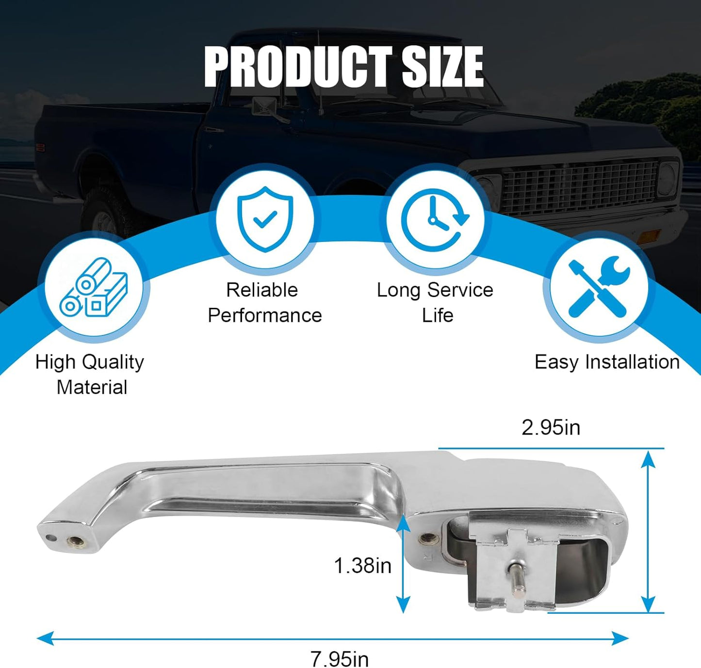 DICMIC Front Driver & Passenger Side Exterior Door Handle Compatible with 1967-1972 Chevrolet C/K 10 20 30 GMC C/K 15 25 35 1500 2500 3500 Blazer Jimmy Pickup Replace# 3927895, 3927899