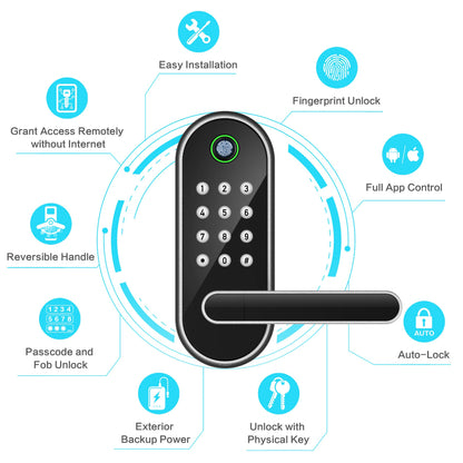 SIFELY Fingerprint Smart Door Lock with Keypad & Handle