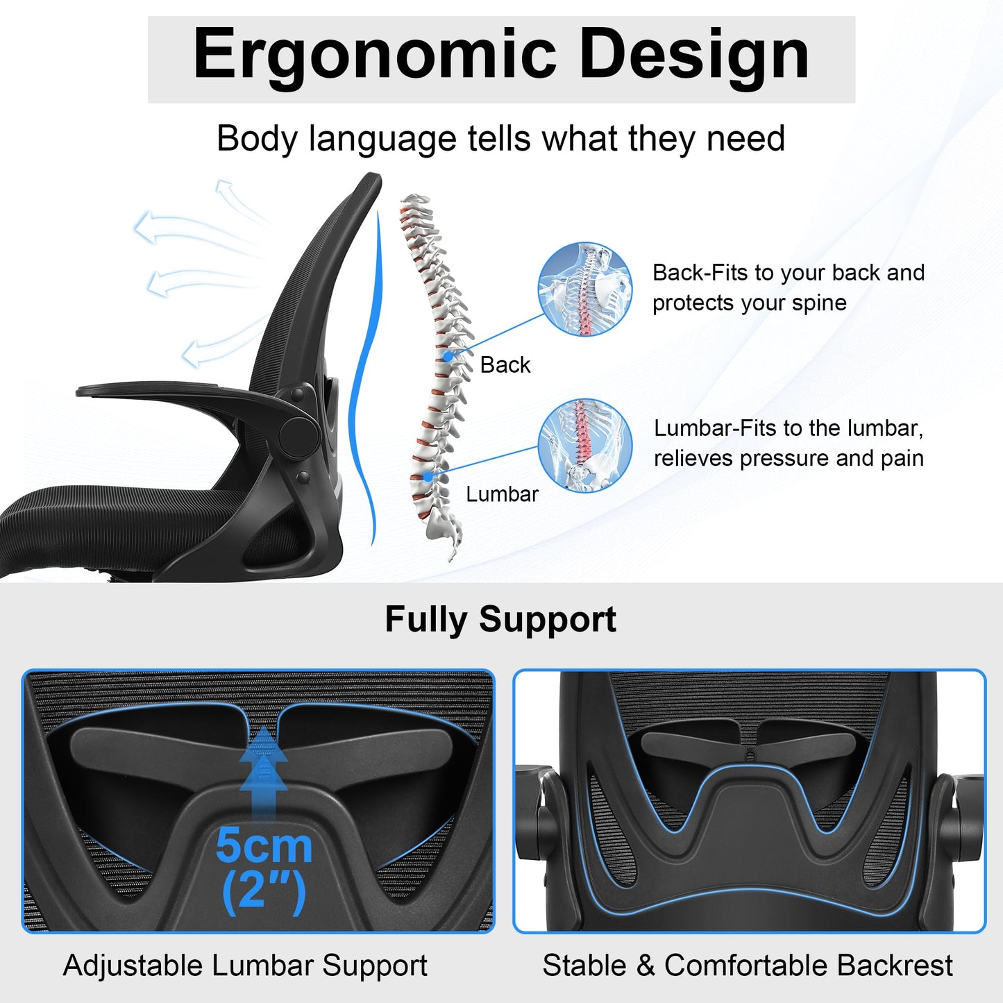 PRIMY Drafting Chair - Ergonomic Tall Office Chair with Lumbar Support