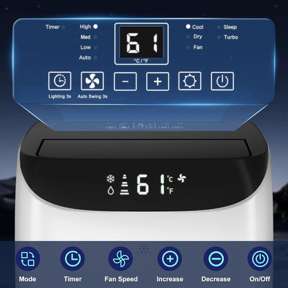 Inverter 16000BTU Portable Air Conditioners with Remote, Free Stand Cooling Portable AC Unit for Room up to 800 sq.ft, with Dehumidifier & Fan, Dual Hose, Quiet Sleep Mode(42dB), Windows Kit