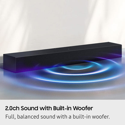 Samsung B-Series Soundbar HW B400F 2.0 ch Soundbar with Built in Subwoofer (2025 Model) One Remote Control, Surround Sound Expansion, Voice Enhance Mode