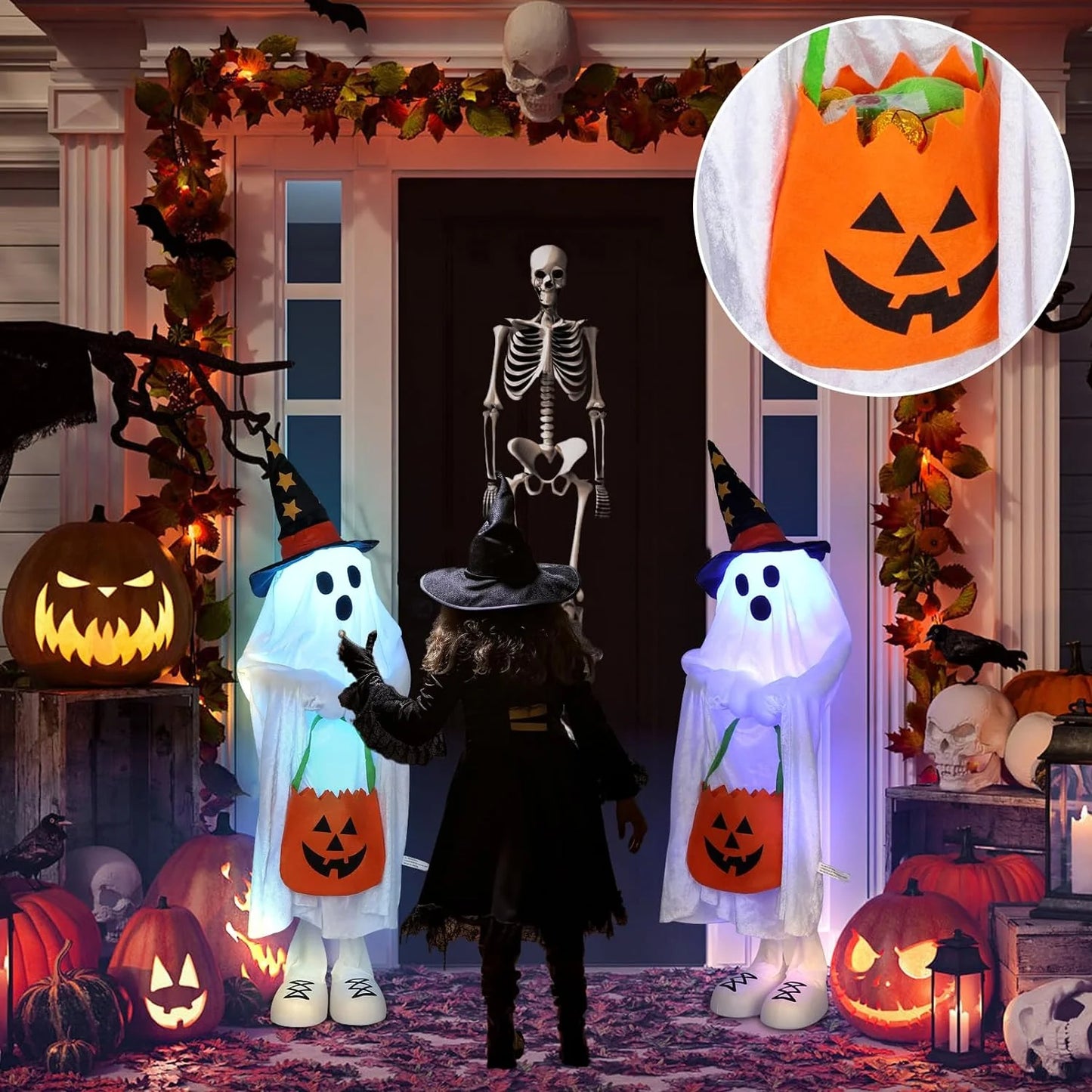 Halloween Decorative Porch 4-Pack Trick-or-Treat Jack-O-Lanterns
