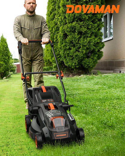 DOVAMAN LD40A 19" Cutting Deck Brushless Lawn Mower, 40V Powerful Cordless Lawn Mower, Effortless Single-Lever Height Adjustment, 3-Step Foldable Handle & Vertical Storage, 2-in-1 Mulching & Bagging