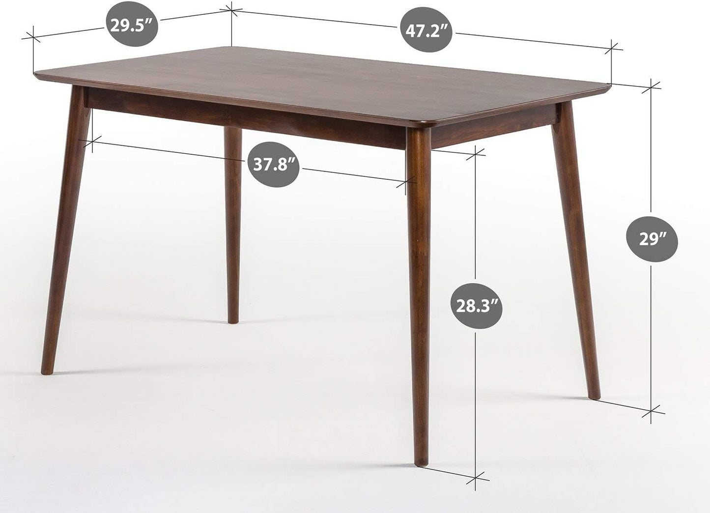 Zinus Jen 47 Inch Wood Dining Table/Solid Wood Kitchen Table/Easy Assembly, Espresso