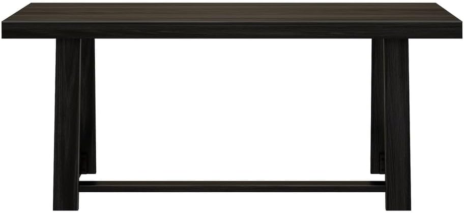 Plank+Beam 72 Inch Farmhouse Dining Table, Solid Wood Rustic Kitchen Table, Large Wooden Rectangular Dinner Table for Dining Room, Home Office, Living Room Furniture, Easy Assembly, Black Wirebrush