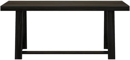 Plank+Beam 72 Inch Farmhouse Dining Table, Solid Wood Rustic Kitchen Table, Large Wooden Rectangular Dinner Table for Dining Room, Home Office, Living Room Furniture, Easy Assembly, Black Wirebrush