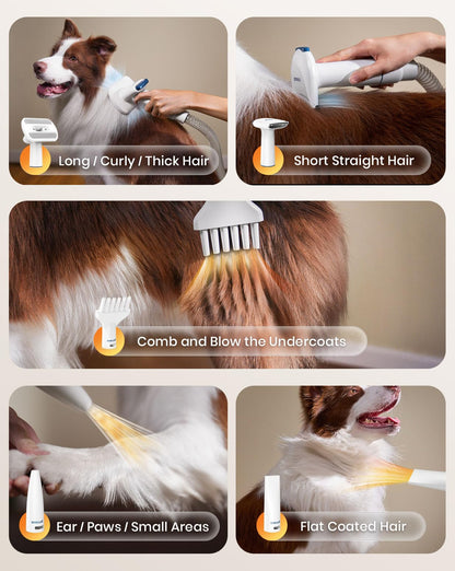 ONEISALL Dog Vacuum & Dryer for Shedding - 8 in 1 Grooming Kit