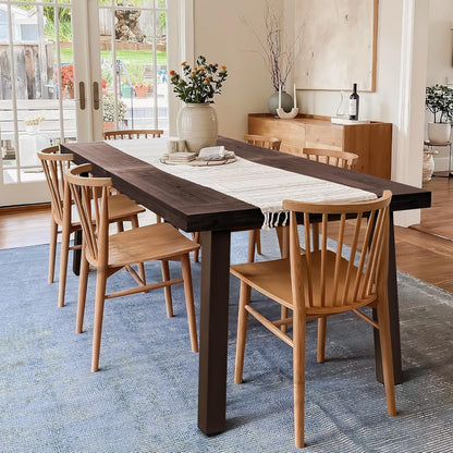 Devoko Home Acacia Wood Dining Table 6-Person Indoor Outdoor Table with Iron Legs, Sandblast Finish, Natural Stained, Rustic Metal, 69 * 33 * 30 inch (Espresso)