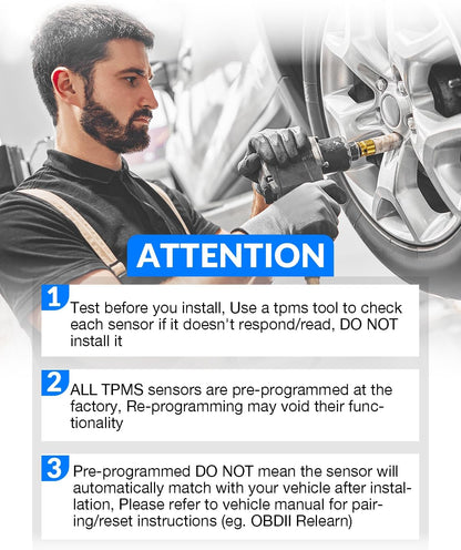 Pre-Programed Tire Pressure Sensor for:-Kia Optima Cadenza Forte Soul for:-Hyundai Accent Elantra Sonata for:-Genesis Coupe 2010-2016 315MHz TPMS Sensor 529332M000 (4 Pcs)