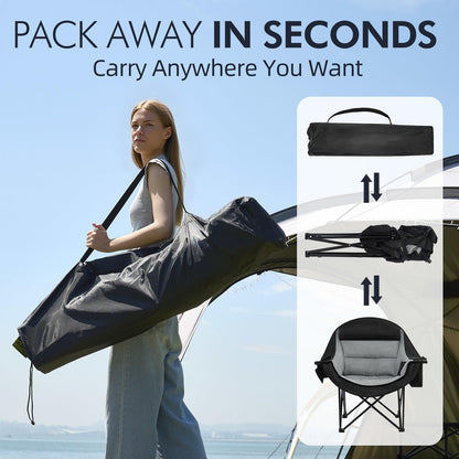 PUVASIA Oversized Camping Chair - Heavy Duty Padded Lawn Chair