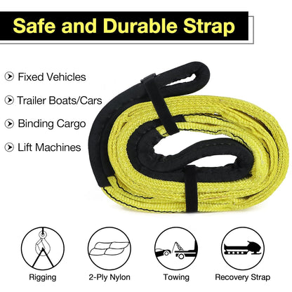 4" x10ft 2-Ply Heavy Duty Lifting Sling Straps 11200 lbs Vertical Nylon Lifting Gear Straps with Flat Eyes, Recovery Tree Saver Strap for Winch, Truck, Towing, Hoisting Off-Road Vehicles
