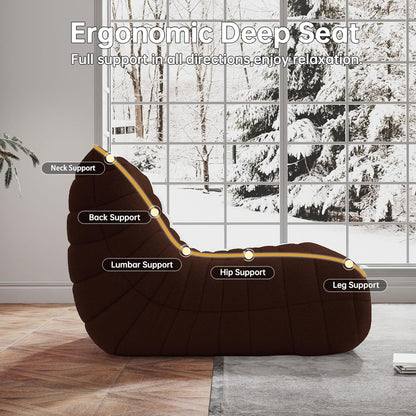 WHGBJA Bean Bag Chairs for Adults, BeanBag Reading Chair Memory Foam Couch, Floor Chair Soft Teddy Material, Comfy Reading Nook Chairs for Bedroom Living Room Office (Brown)