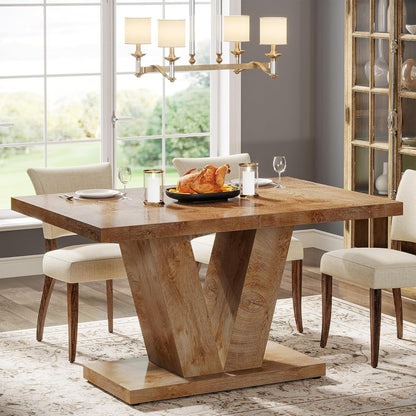 Tribesigns 47-Inch Dining Table for 4, Light Oak Brown Kitchen Dinner Furniture with Heavy Duty Pedestal, Farmhouse Wooden Eating Desk for Home, Dining Room, Small Space