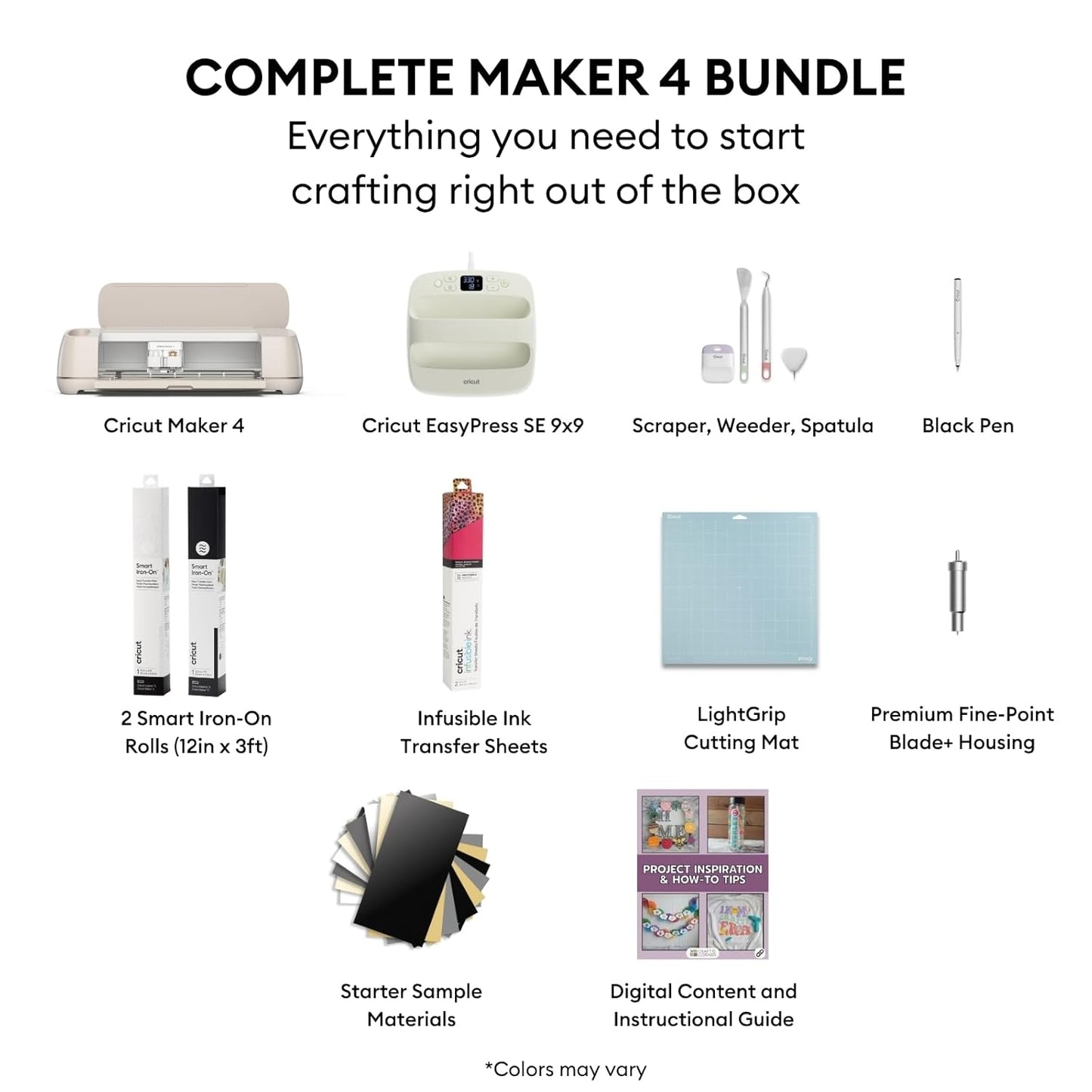 Cricut Maker 4 + EasyPress SE Heat Press Bundle - Cutting Machine with Infusible Ink, Vinyl & Tools for Professional Shirts & Custom Apparel