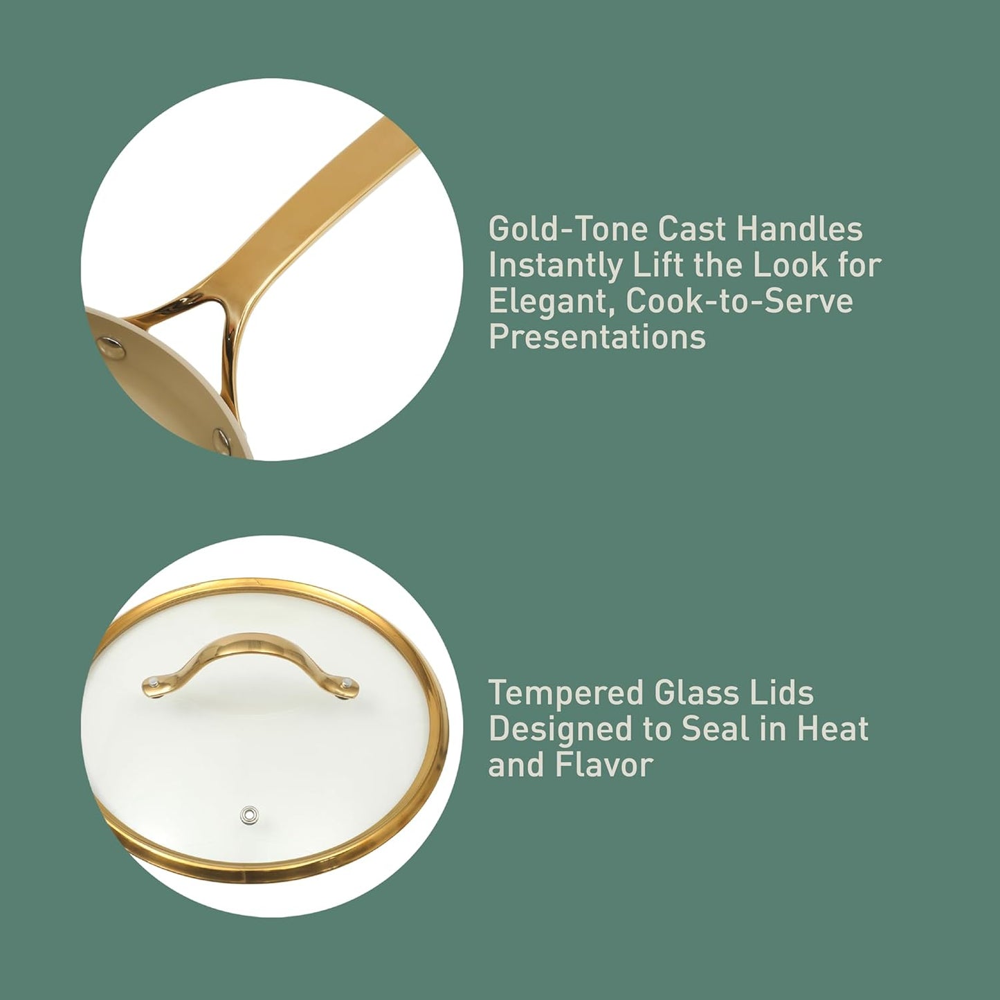 Bloomhouse - Two Time Oprah's Favorite Things Winner - 15 Piece Pots and Pans Heavy Duty Aluminum Premium PFA Free Ceramic Nonstick Cookware Set - Almond Cream w/Gold Handle