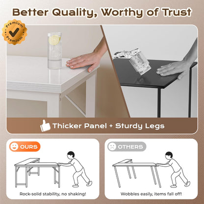 Huuger 63 Inch L Shaped Desk with Power Outlets and USB-C Port, Reversible Computer, Larger Office Corner Gaming Desk, 0.95 Inch Thicker Desktop, Metal Frame, for Home Office, Study, White