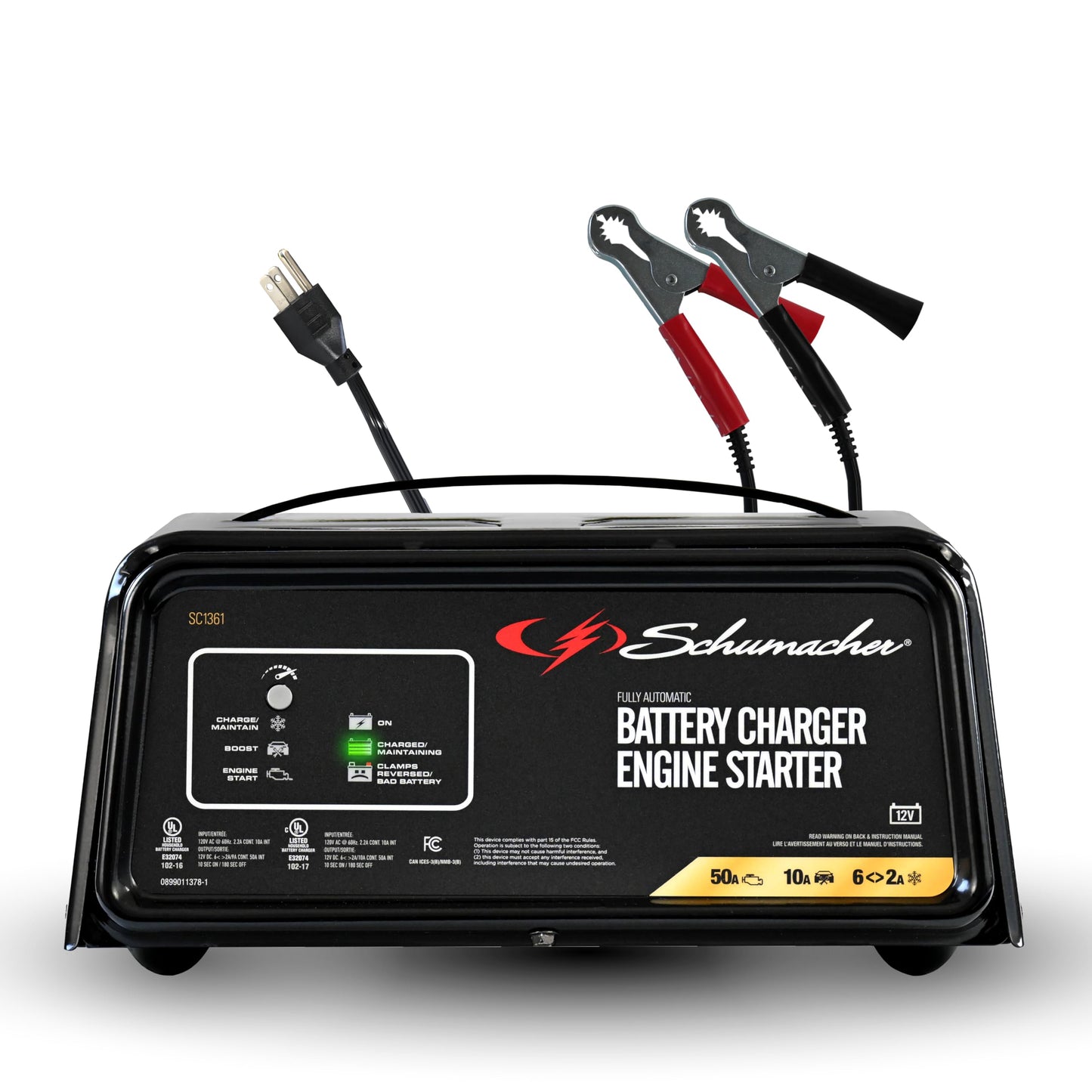 SCHUMACHER ELECTRIC 6A Car Battery Charger & 50A Engine Starter, 4-in-1