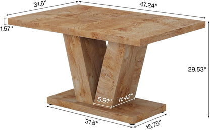 Tribesigns 47-Inch Dining Table for 4, Light Oak Brown Kitchen Dinner Furniture with Heavy Duty Pedestal, Farmhouse Wooden Eating Desk for Home, Dining Room, Small Space