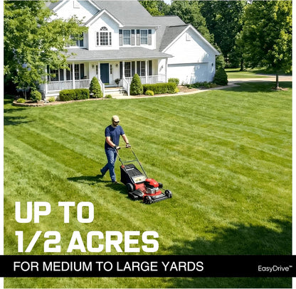 PowerSmart EasyDrive 21-Inch Self Propelled Gas Lawn Mower, 170cc 4-Stroke OHV Engine, Rear Wheel Drive, 3-in-1 Mulch/Bag/Side Discharge, Steel Deck, 6 Height Adjustment