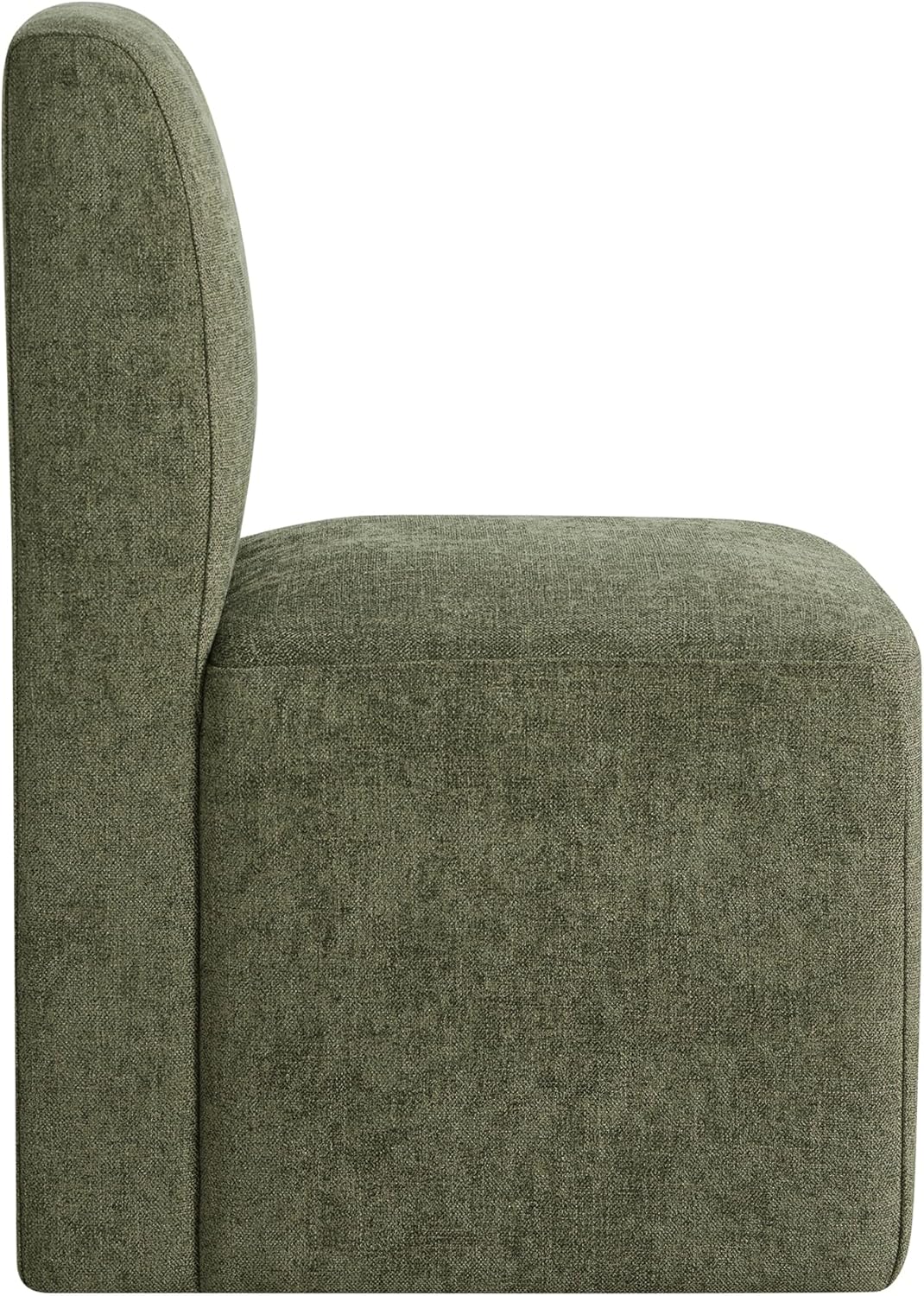 CHITA Dining Chairs with Casters Set of 4, FSC Certified Upholstered Armless Modern Rolling Dining Chairs with Rollers for Bedroom Reading Room Living Room, Moss Green