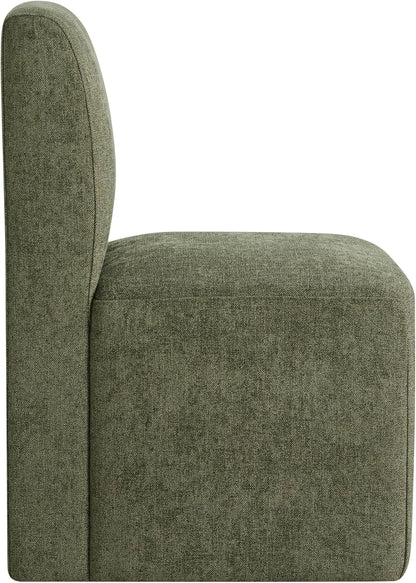 CHITA Dining Chairs with Casters Set of 4, FSC Certified Upholstered Armless Modern Rolling Dining Chairs with Rollers for Bedroom Reading Room Living Room, Moss Green