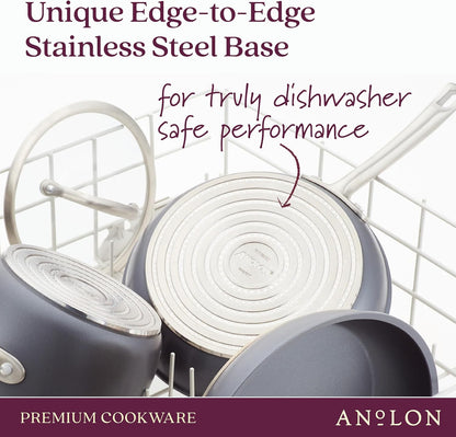 Anolon Accolade Forged Hard Anodized Nonstick Pots & Pans - Induction Cookware Set - 12 Piece - Moonstone Gray
