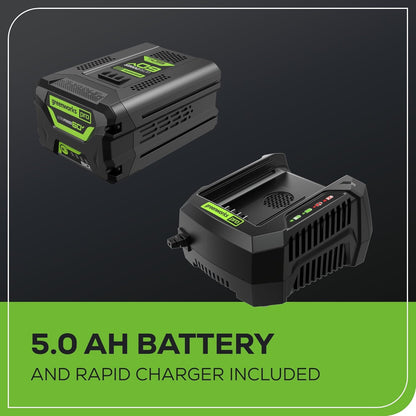 Greenworks 60V 21" Brushless (Push) Cordless Lawn Mower, 5.0Ah Battery (1/2 Acre, Rapid Charger, 4-in-1, LED Lights, IPX4)