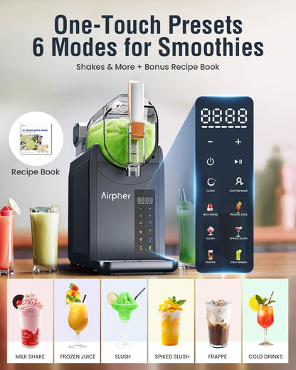 Slushie Machine,Slushy Machine for Home,Frozen Drink Maker for Home,6 One-Touch Programs, Self-Cleaning,No Ice Needed,Makes Milkshakes,Margaritas, Smoothies,Frozen Cocktails,and More