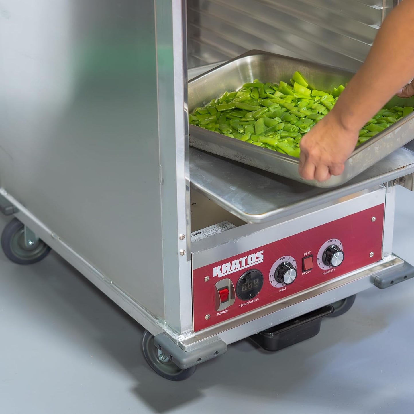 Kratos Full Size Commercial Non-Insulated Holding and Proofing Cabinet, Holds 36 Full Size Sheet Pans, Mobile, Clear Door, 120V, 1440W (28W-152)