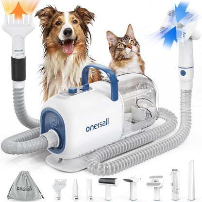 ONEISALL Dog Vacuum & Dryer for Shedding - 8 in 1 Grooming Kit