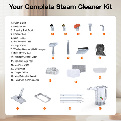 SCRUBWIZ 10-in-1 Steam Cleaner & Mop with Fast Heating