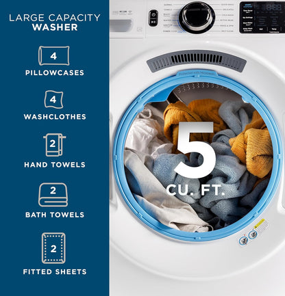 GE 5.0 cu.ft. Smart Front Load Washer in White with Steam, UltraFresh Vent System, and Microban Technology