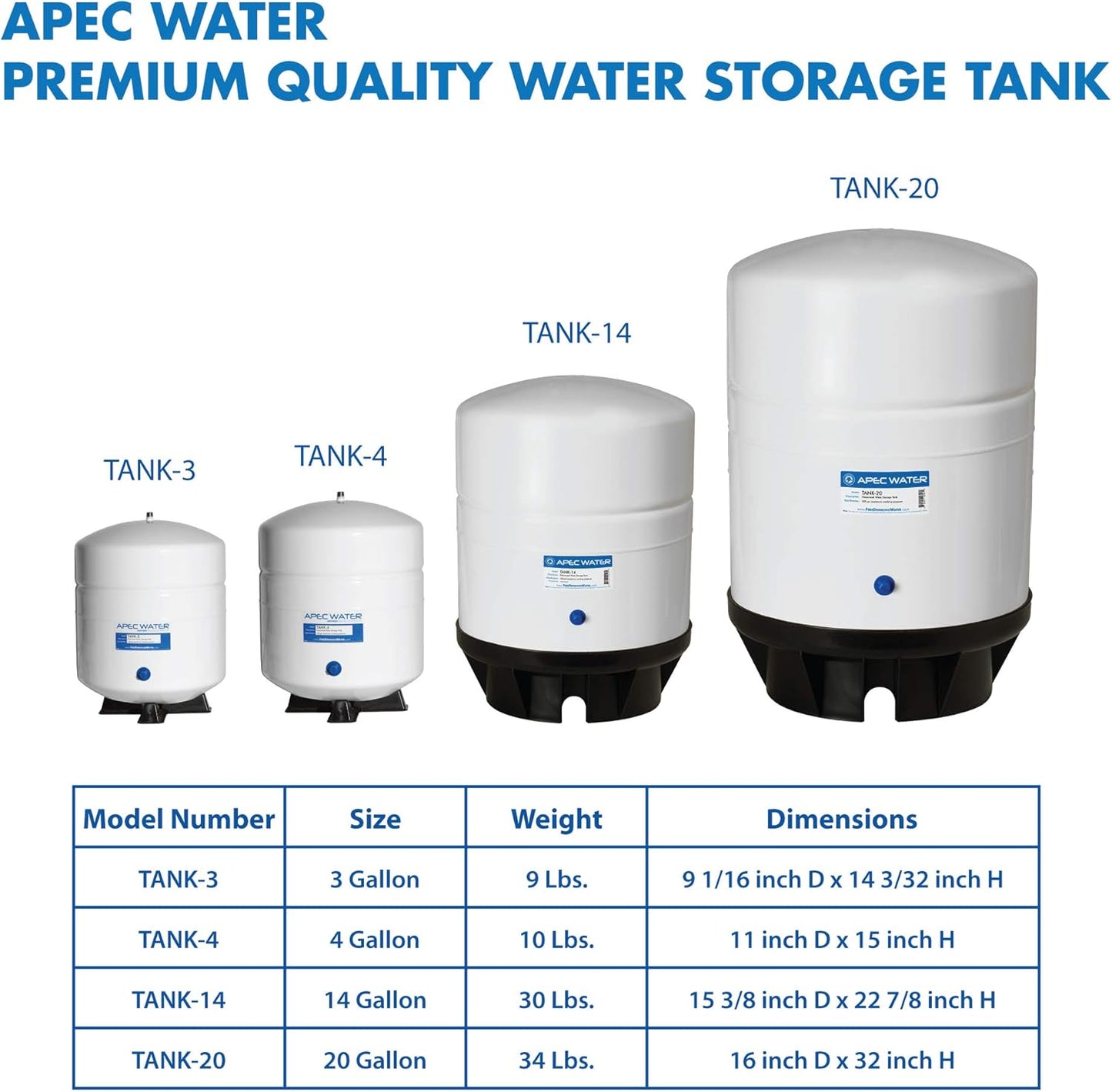 APEC Water Systems RO-90 Ultimate Series Top Tier Supreme Certified High Output 90 GPD & TANK-14 14 Gallon Pre-pressurized Reverse Osmosis Water Storage Tank