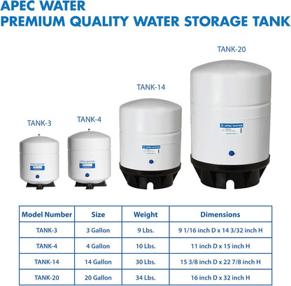 APEC Water Systems RO-90 Ultimate Series Top Tier Supreme Certified High Output 90 GPD & TANK-14 14 Gallon Pre-pressurized Reverse Osmosis Water Storage Tank