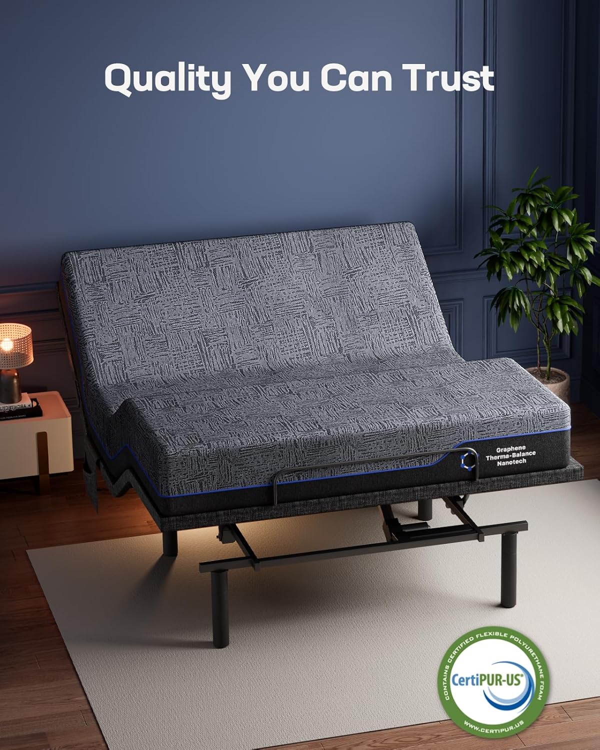 Marsail NS1 Massage Adjustable Base with Mattress Set, Queen Adjustable Bed Frame + 12-inch Cooling Gel Memory Foam Mattress, Dual Motor Bed Frame with Wireless Remote, CertiPUR-US Certified