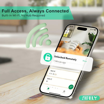 Built-in WiFi Fingerprint Smart Door Lock with Handle & Keypad – Remote Access & Auto-Lock, Keyless Entry for Home, Airbnb & Rental, 6-in-1 Unlock: Code/Card/App/Key, Compatible with Alexa & Google