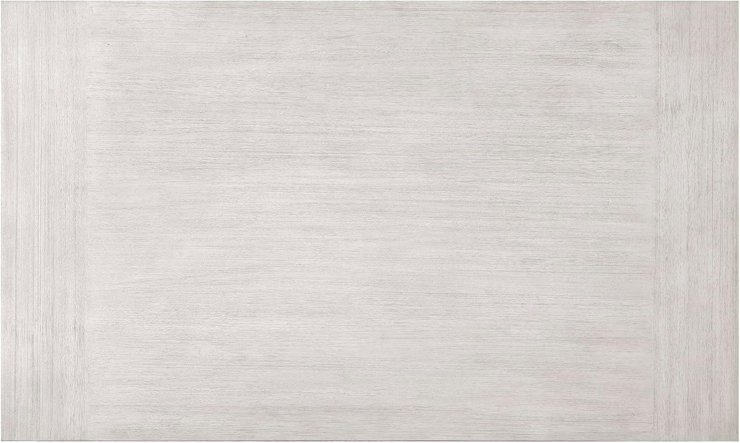 Lexicon 60" Farmhouse Dining Table for 4-6 People, Solid Wood Frame Acacia Veneer Rectangular Kitchen Table, for Kitchen, Dining Room, Living Room, Assembly Required, Brushed Antique White Finish