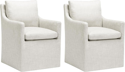 DUHOME Upholstered Dining Chairs Set of 2,Linen Accent Chair for Living Room,Single Sofa Chair with 4 Casters,Upholstered Arm Chair for Bedroom Reading Room Waiting Room Kitchen Dining Room